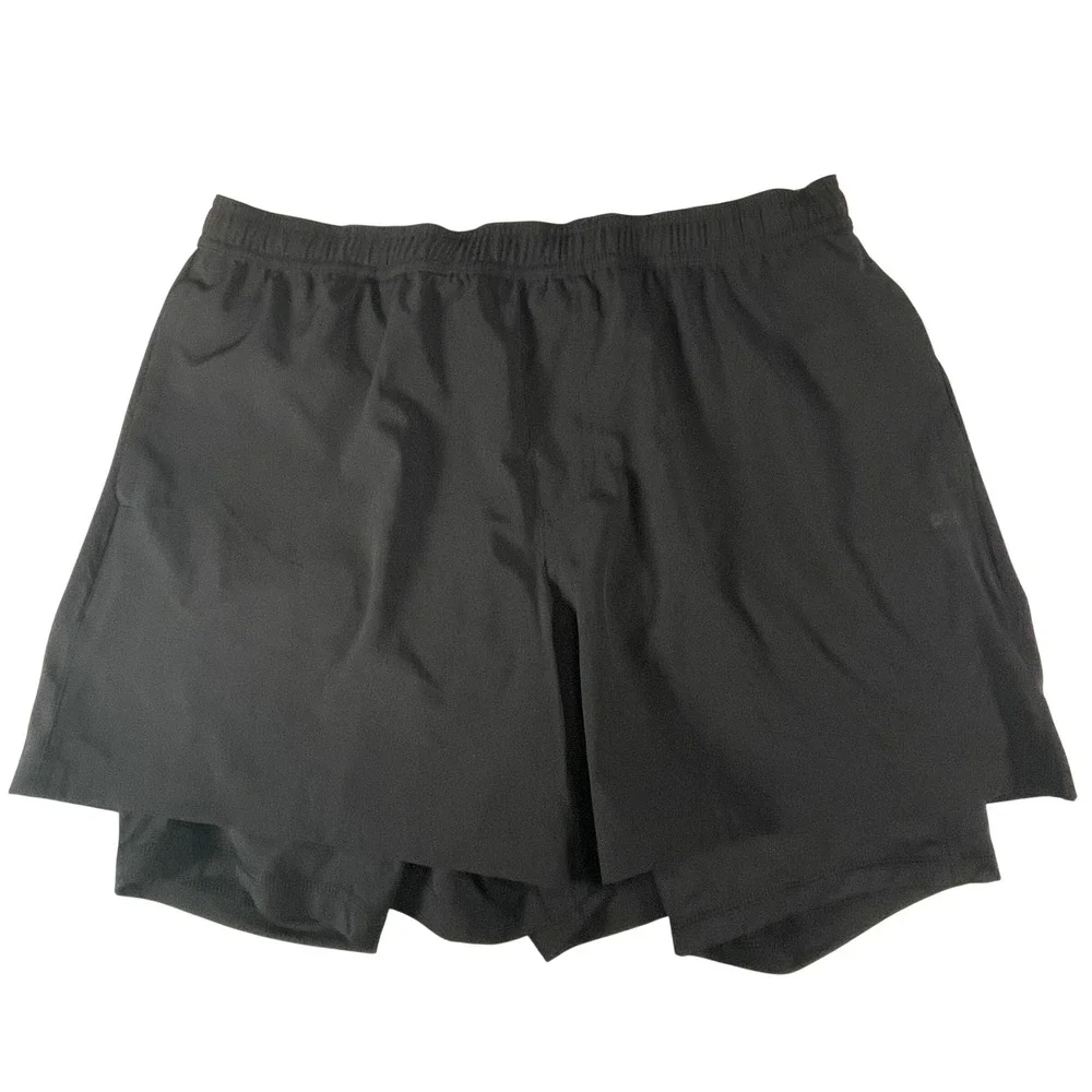 DSG Agility 2-in-1 Running Shorts Mens Large Black Built-in Liner Zip Pocket NWT